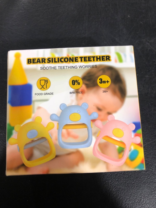 Photo 2 of Chuya Teething Toys for Baby, Teethers Toys with Baby Boothbrush Finger Set,Safe BPA Free, Easy to Clean, Teethers for 3-12 Months Babies,Car Seat Toy for New Born (1PCS) Yellow(1PCS)