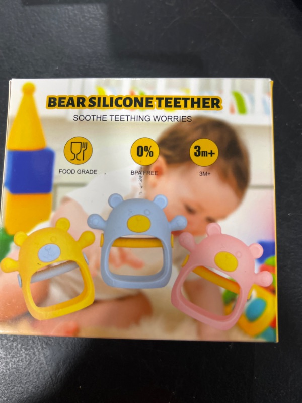 Photo 2 of Chuya Teething Toys for Baby, Teethers Toys with Baby Boothbrush Finger Set,Safe BPA Free, Easy to Clean, Teethers for 3-12 Months Babies,Car Seat Toy for New Born (1PCS) Yellow(1PCS)