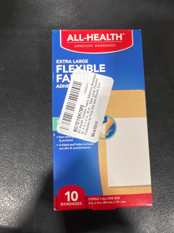 Photo 2 of All Health Flexible Fabric Adhesive Bandages, XL 2 in x 4 in, 10 ct | Extra Large Flexible Protection for First Aid and Wound Care X-Large, 10 Count