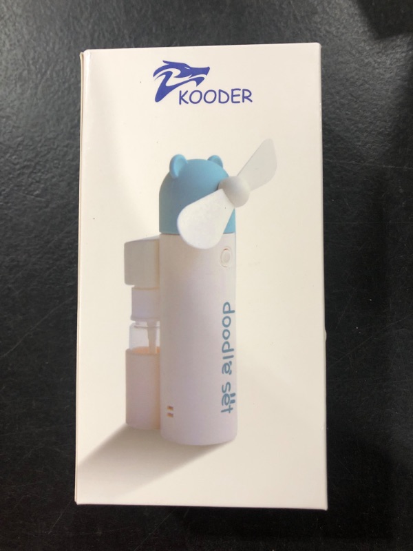 Photo 2 of KOODER Handheld Fan, Mini Fan,Portable Misting Fan, USB Rechargeable Fan. 1200mAh Battery Operated for 6 Hrs Continuous Work. (Blue)