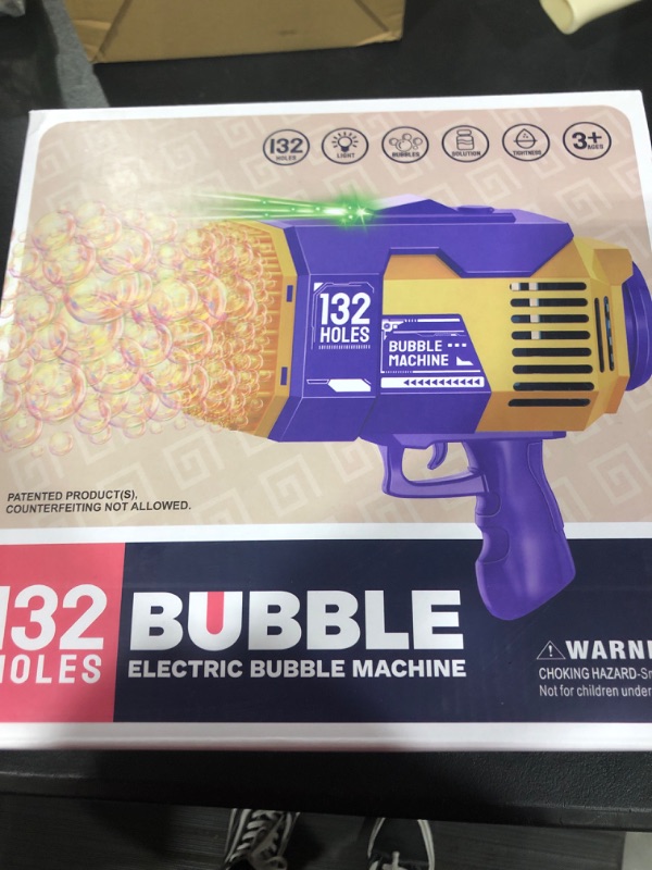 Photo 2 of 132 Hole Bubble Machine Gun Bubble Blower - Bubble Gun Blower with Colorful Light, Big Rocket Boom Bubble Toys, Big Bubble Maker Guns Toys Wedding Outdoor Indoor Birthday Party Favors Gift(Purple)

