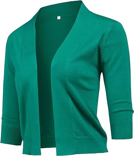 Photo 1 of AstoSeu Women's 3/4 Sleeve Cropped Cardigan Sweater Bolero Open Front Short Shrugs for Dresses large