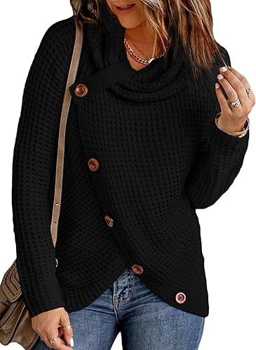 Photo 1 of Actloe Womens Cowl Neck Long Sleeve Asymmetrical Hem Sweaters Front Wrap Pullover Jumper SIZE 2XL