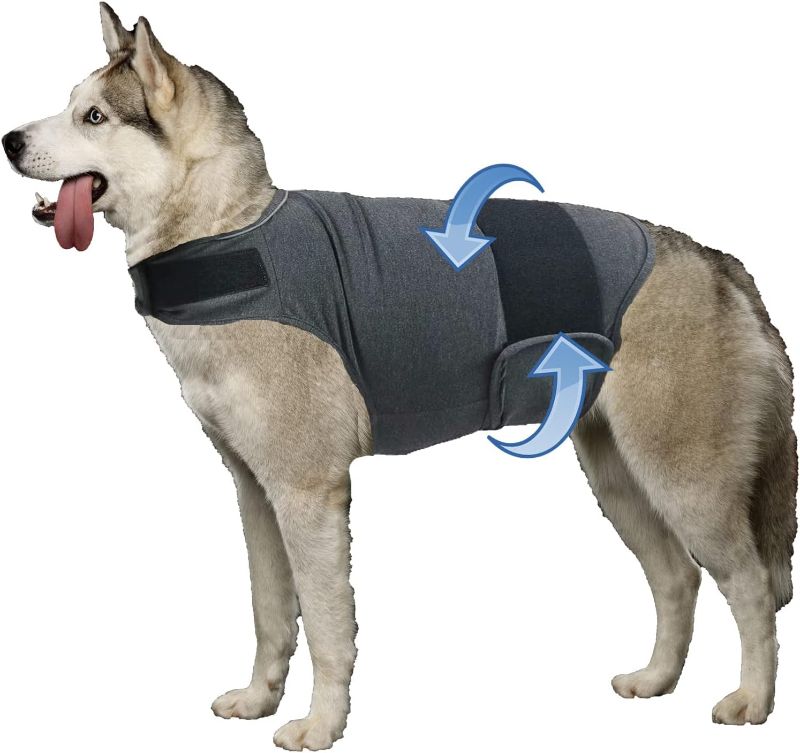 Photo 1 of  Calming Dog Shirt?Dog Stress Wrap Tight-Fitting Clothes for Dogs Dog House Wear Coat Pet Comfort Vest Fireworks Travel Separation Pink Small