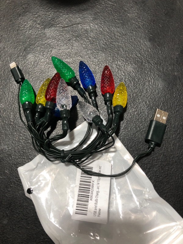 Photo 2 of Befoxfo USB Christmas Light Phone Charger Cord USB and Bulb Charger,50inch 10led Multicolor Available with Phone 5?6?7?8?X,XR,XS,XS Max,11Pro Max SE2, 12/13/14,14plus,14Por,14 Pro Max 
