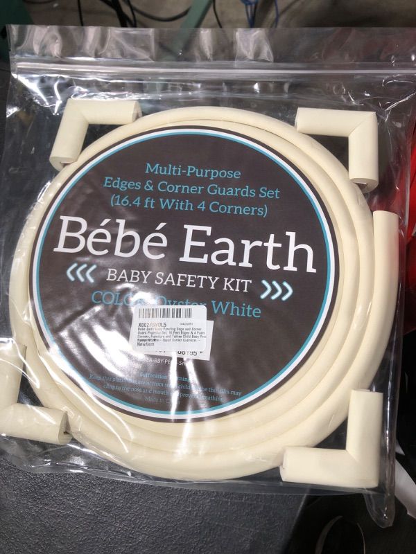 Photo 1 of Bebe Earth Baby Proofing Edge and Corner Guard Protector Set for Back to School, 16 Feet Edges & 4 Foam Corners, Furniture and Table Child Baby Proof Bumpers , Pre-Taped Corner Cushions - Oyster White 16 Feet + 4 Corners Oyster White