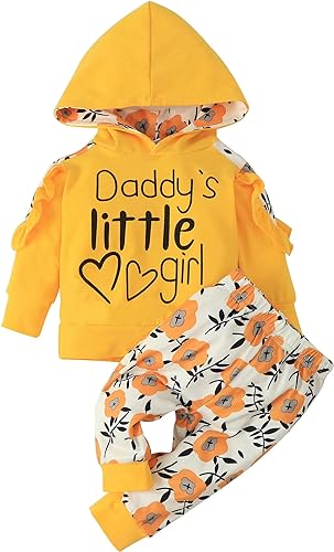 Photo 1 of Baby Girl Clothes Newborn Infant Long Sleeve Hoodie + Floral Pants Set Toddler Girl Outfits 2Pcs 5T