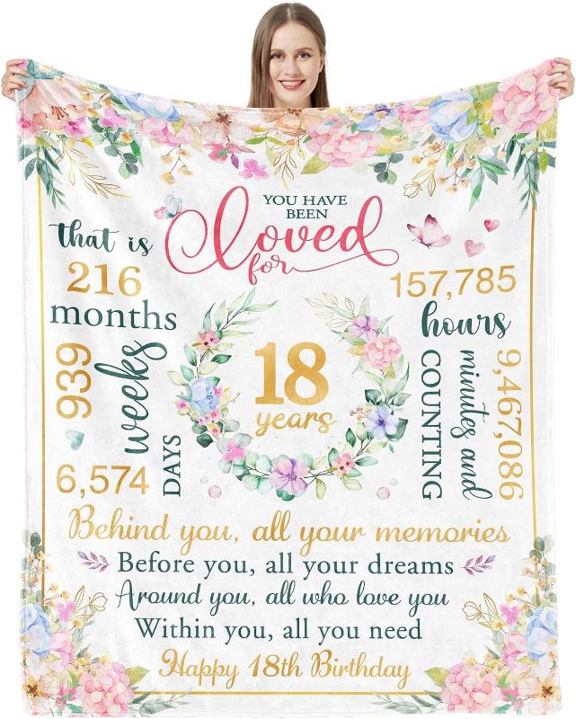 Photo 1 of 18th Birthday Gifts for Girls -Happy 18th Birthday Decorations -Gifts for 18 Year Old Girl Birthday-18th Birthday Ideas for Daughter Sister Granddaughter - 2005 18th bday Decor Present Blanket 60"X50"