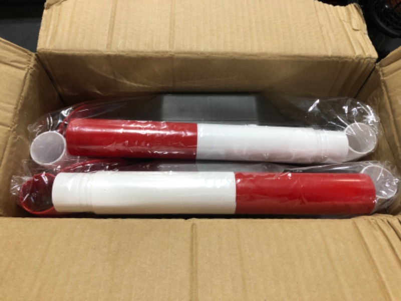 Photo 2 of 2 Pack Traffic Delineator Post Cones with Fillable Base, Portable Parking Pole Barrier with 8ft Chain, Traffic Safety Delineator for Parking Lot, Construction Lot (Red & White) 2 Red/White