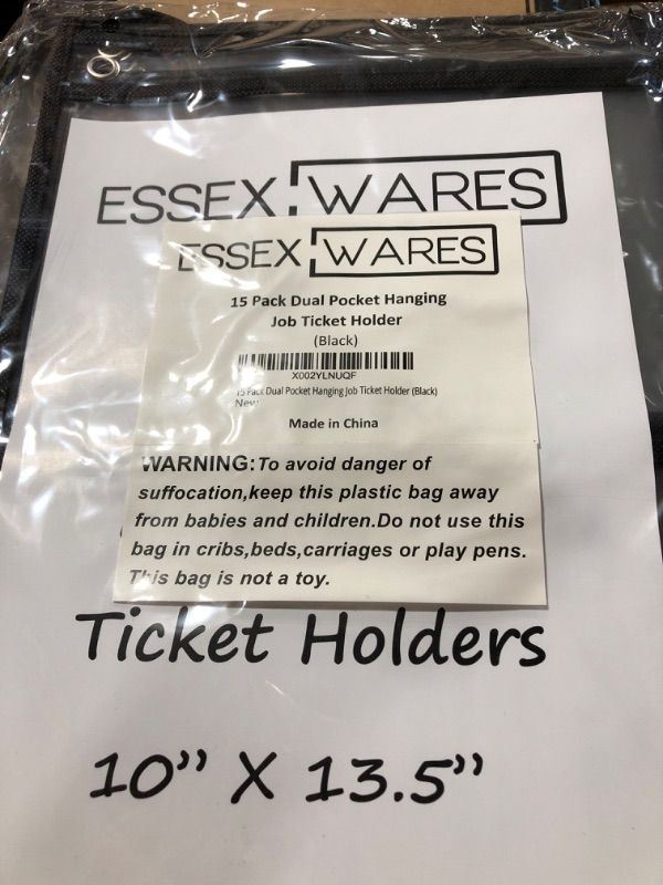 Photo 2 of 15 Pack Dual Hanging Job/Shop Ticket Holder (Black) - by Essex Wares - Use in Your Business or in