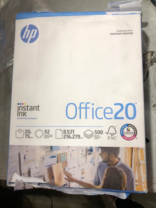 Photo 1 of HP Printer Paper | 8.5x11 Paper |Office 20 lb | 1 Ream - 500 Sheets | 92 Bright | Made in USA - FSC Certified | 112150R 1 Ream | 500 Sheets Letter (8.5 x 11)