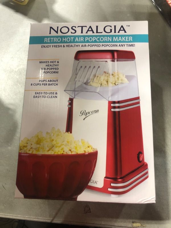 Photo 1 of Nostalgia Hot-Air Electric Popcorn Maker, 8 Cups, Healthy Oil Free Popcorn with Measuring Scoop, Retro Red