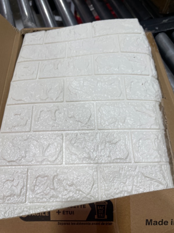 Photo 2 of Art3d 3D Peel and Stick Foam Brick Wall Panels, White, 44 Square Feet, 30 Pcs White 44 Square Feet