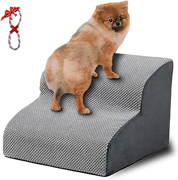 Photo 1 of 2 Tier Dog Stairs for Small Dogs - High Density Foam Dog Ramp, Pet Steps with Non-Slip Bottom for High Beds, Couche and Sofa, Best for Dogs Injured, Older Dogs Cats, Pet with Joint Pain
