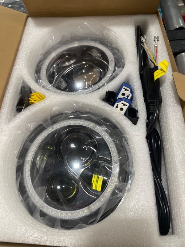 Photo 3 of Xprite 7 Inch RGB LED Headlights with Dual Controlled, Halo Lights w/Halo Ring DRL and Turn Signal Function Compatible with 2007-2018 Jeep Wrangler JK