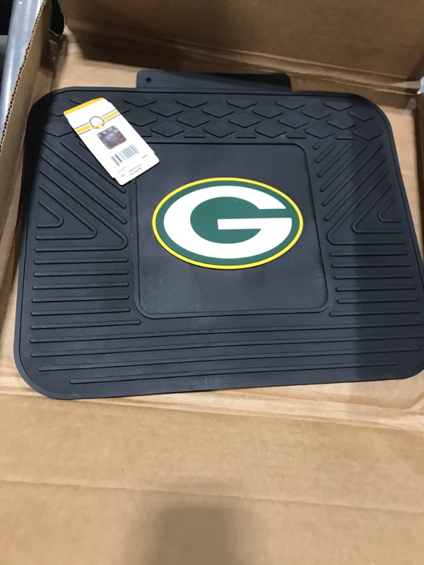 Photo 2 of FANMATS 9994 Green Bay Packers Back Row Utility Car Mat - 1 Piece - 14in. x 17in., All Weather Protection, Universal Fit, Molded Team Logo Rear