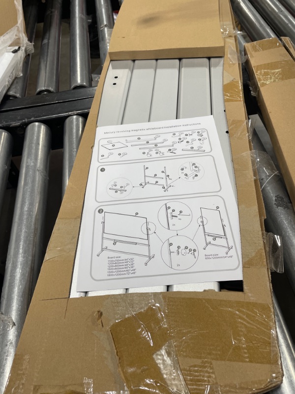 Photo 3 of VIZ-PRO Double-Sided Magnetic Mobile Whiteboard 48 x 36 Inches, Aluminium Frame and Stand, with 12-Count Markers