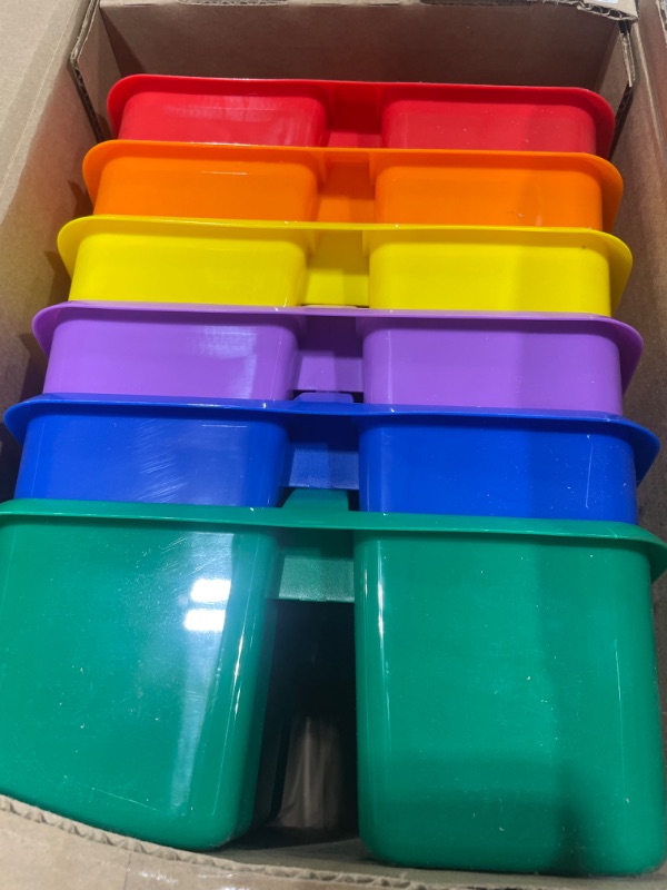 Photo 2 of Teacher Created Resources Assorted Primary Colors Portable Plastic Storage Caddy 6-Pack for Classrooms, Kids Room, and Office Organization, (Blue, Green, Orange, Purple, Red and Yellow) 3 Compartment