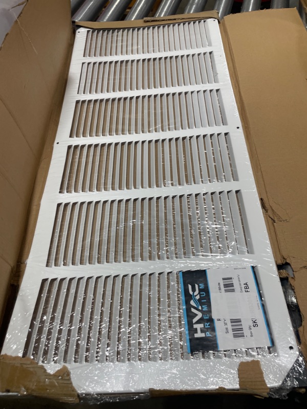 Photo 2 of 30"w X 12"h Steel Return Air Grilles - Sidewall and Ceiling - HVAC Duct Cover - White [Outer Dimensions: 31.75"w X 13.75"h] 30 x 12 White