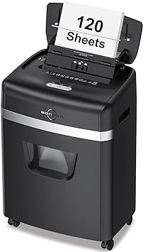 Photo 1 of BONSEN 120-Sheet Auto Feed Paper Shredder High Security Micro Cut Shredders for Home Office Use/ 30 Minutes/Security Level P-4,6-Gallon Bin (S3110)
