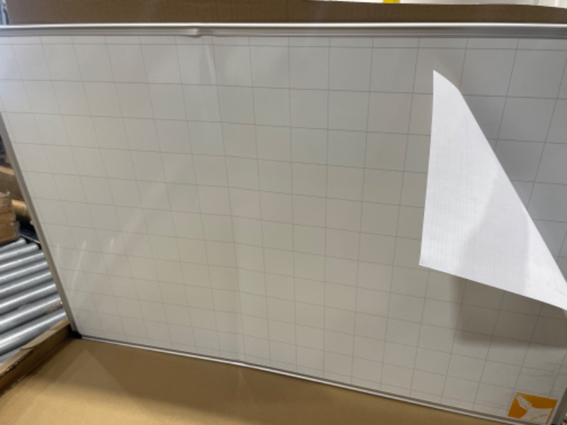 Photo 3 of XBoard Magnetic Dry Erase Whiteboard 36" x 24" - Double Sided Dry Erase White Board Planner, White Board + Grid Pattern White Board, Silver Aluminum Frame with Detachable Marker Tray for School Office 36" x 24" Grid