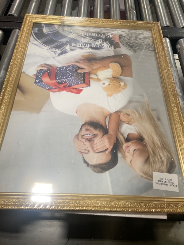 Photo 1 of 18x24 Picture Frame, Vintage Gold 18 x 24 Poster Frame For Wall Hanging Vertical and Horizontal 18x24 inch Gold