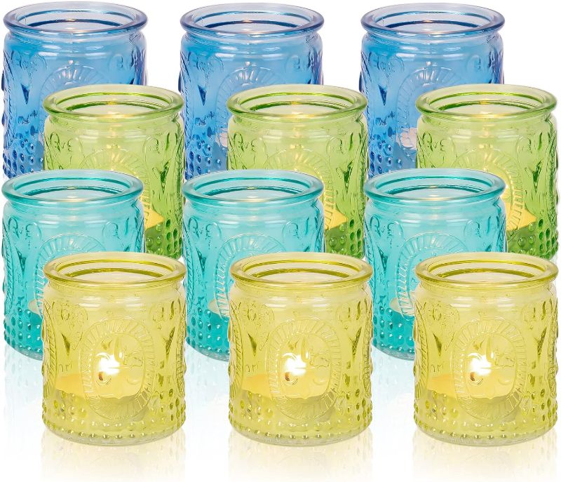 Photo 1 of 
Enfantry Votive Candle Holders Set, 12 Pc Vintage Glass Tealight Candle Holder