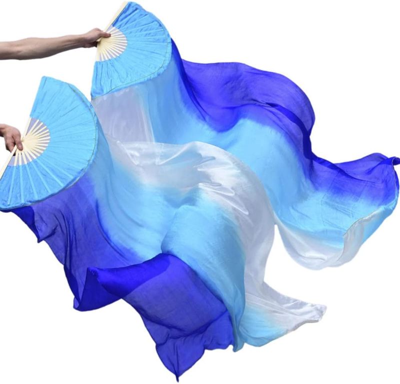 Photo 1 of 
Xuanwusm Flow Fans, Silk Belly Dance Bamboo Fan Veils, Dancing Fans, Veil Fans, Silk Fans for Dancing 1 Pair 180x90cm (Left+Right) Professional Colorfu