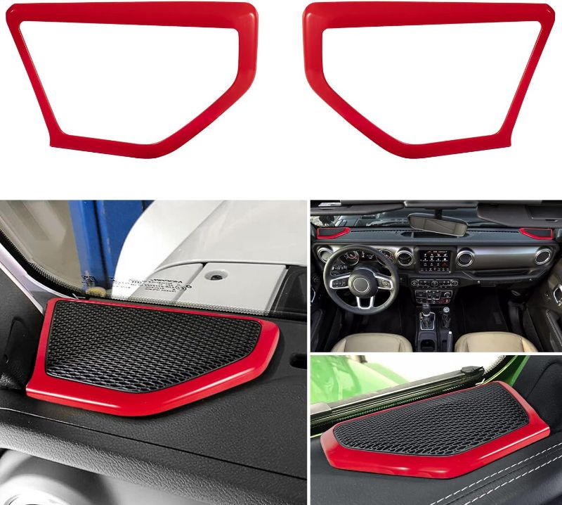 Photo 1 of 
LAIKOU ABS A Pillar Speaker Decoration Cover Trim Stickers Car Interior Accessories fit for 2018-2021 Jeep Wrangler JL JLU (Red)