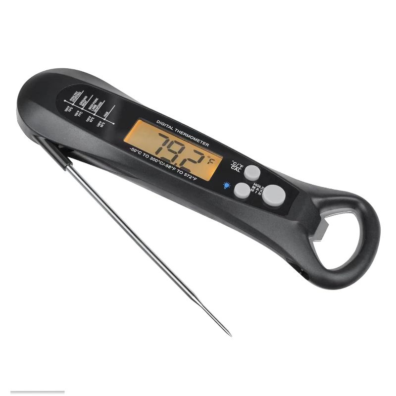 Photo 1 of 
Digital Meat Thermometer for Cooking and Grilling, BBQ Food Thermometer with Backlight and Kitchen Timer, Grill Temperature Probe Thermometer for Smoker