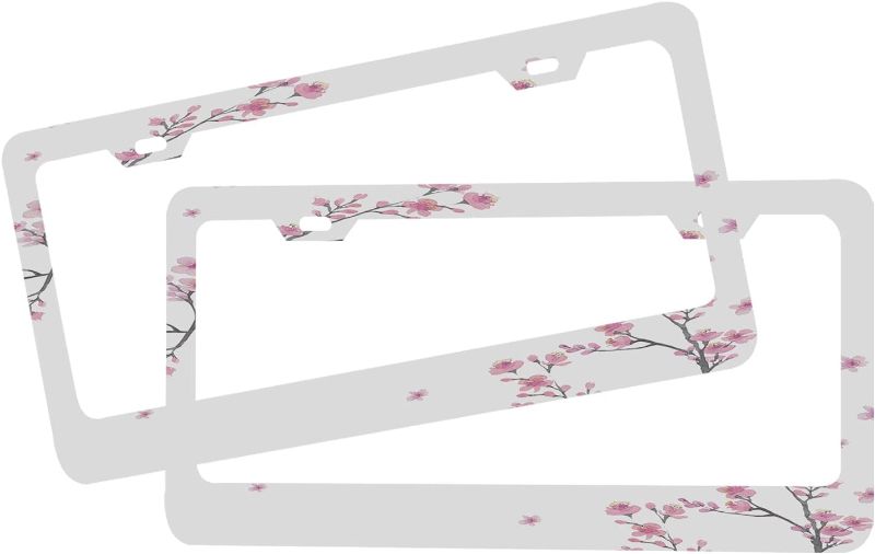 Photo 1 of 
Wondertify Branch Cherry Blossom Flowers License Plate Frame Pink White Decorative License Plate Holder Car Tag Cover 12.3 X 6.3 Inch