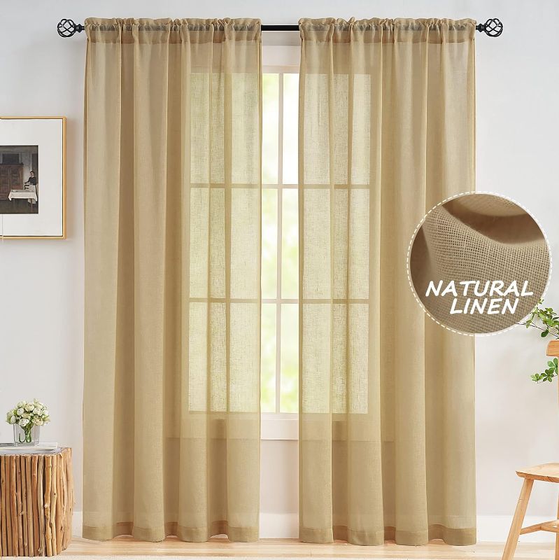 Photo 1 of 
Linen Sheer Curtains 84 Inches for Living Room Linen Textured Semi Sheer Rod Pocket