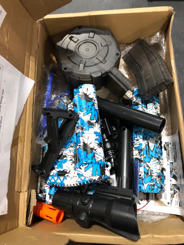 Photo 1 of Electric Gel Ball Blaster with Drum, Automatic and Manual Splatter Blaster with 40000+ Gel Balls, Large Splat Blaster for Adults Kids (Blue)