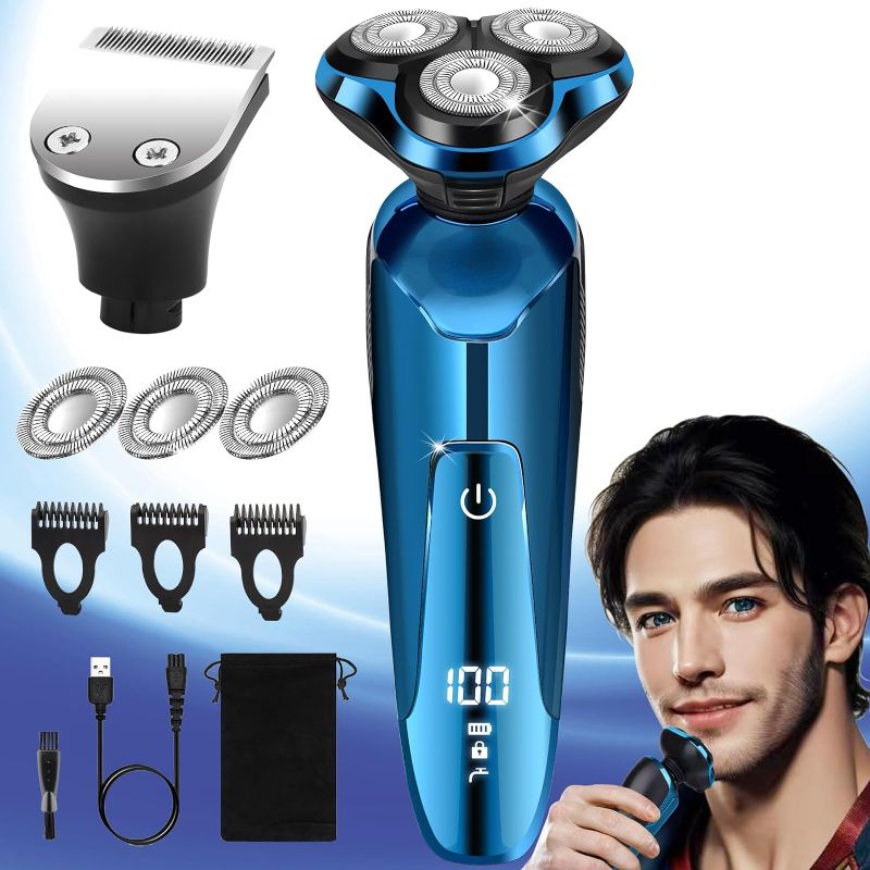 Photo 1 of 
Electric Razor for Men, 2023 Men’s Electric Shavers Rotary LED Display/Waterproof/Rechargeable, Electric Shaver for Men Cordless Floating Head Replaceable.