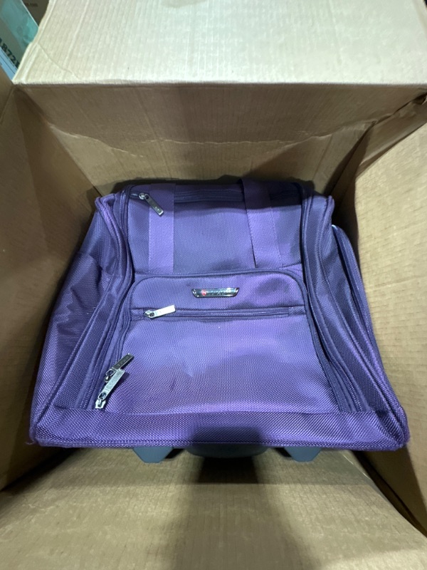 Photo 2 of 
TPRC 15-Inch Smart Under Seat Carry-On Luggage with USB Charging Port, Telescoping Handles, Purple, Underseater