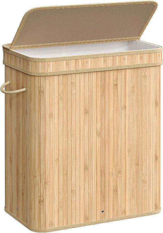 Photo 1 of 
SONGMICS Laundry Hamper with Lid, Bamboo Laundry Basket, Removable Machine Washable Laundry Basket, with Handles, 26.4-Gallons, for Laundry Room, Bedroom