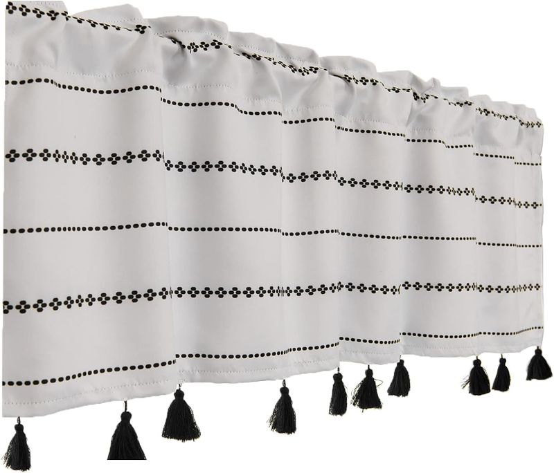 Photo 1 of 
YoKii Boho Tassels Valances for Window 52’’W x 18’’L Room Darkening Ivory Striped Curtain Valance Window Treatments for Kitchen Bathroom Living Room Decors