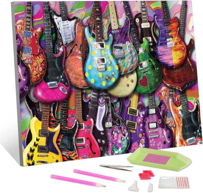 Photo 1 of 
TISHIRON DIY 5D Diamond Painting by Number Kits Colorful Guitar Full Drill Diamond Painti