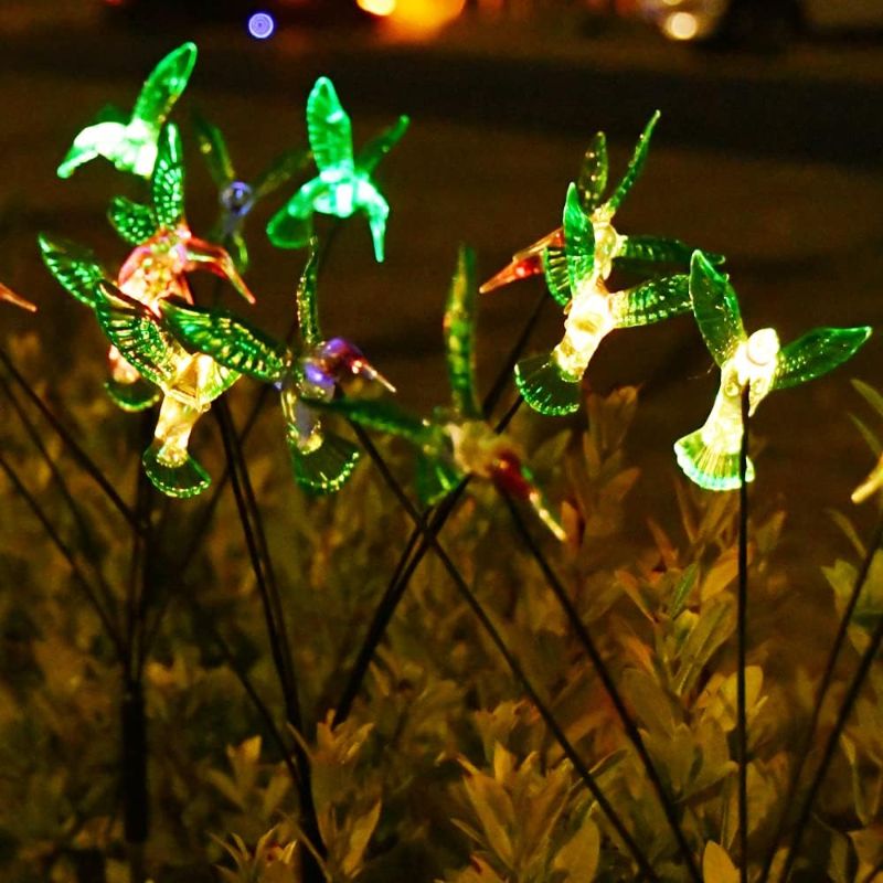 Photo 1 of 
Garden Decorations Solar Hummingbird Lights Outdoor Decor - 3Pack 18LEDs Color Changing Swaying Firefly Lights with Mom Gifts,Outdoor Waterproof Solar