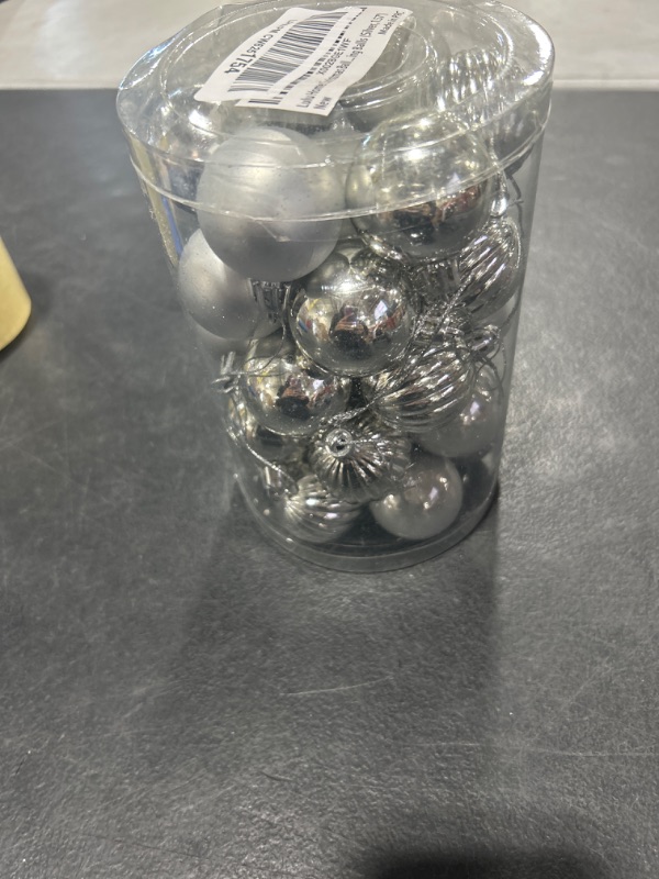 Photo 2 of Lulu Home Christmas Ball Ornaments, 34 Ct Xmas Tree Decorations, Holiday Hanging Balls (Silver, 1.57") Silver 1.57"