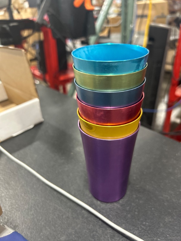 Photo 1 of Aluminum Water Tumblers, Set of 6, Different Color, for Children and Adults, Travelling Tumblers, Party Tumblers, Stackable 10oz (SMALL) Small (Pack of 6)