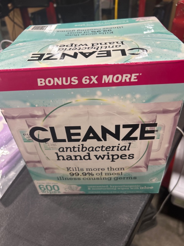 Photo 1 of Cleanze Antibacterial Hand Sanitizing Wipes | Hand Wipe Packets, 6 Packs - 100 Ct Hand Wipes, Unscented Disinfecting Travel Hand Sanitizer Wipes with Aloe | Kill 99.9% of Germs Aloe Wipes 600 Count