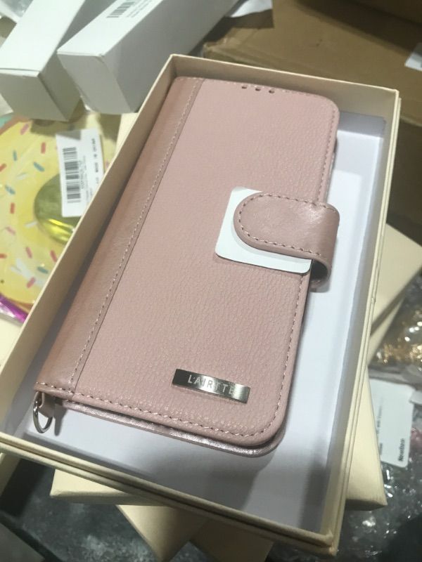 Photo 2 of LAIRTTE Wallet Case for iPhone 13 por PU Leather iPhone 13 5G por Magnetic Closure Wallet Folio Flip Case with Credit Card Holder RFID Blocking & Wrist Strap 6.1 Inch-Pink
