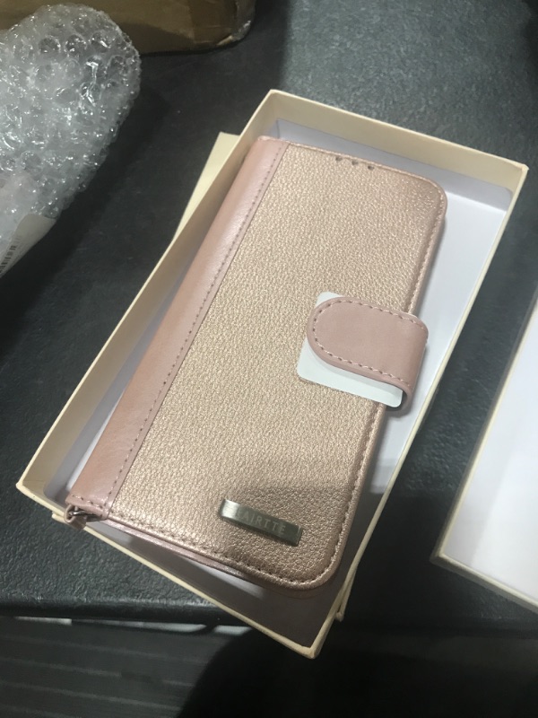 Photo 2 of LAIRTTE Wallet Case for iPhone 13 PU Leather iPhone 13 5G Magnetic Closure Wallet Flip Case with Credit Card Holder RFID Blocking & Wrist Strap 6.1 Inch-Rose Gold
