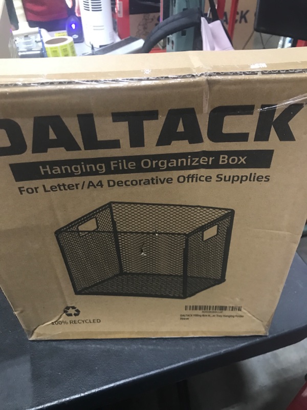 Photo 2 of DALTACK Hanging File Folder Organizer, Mesh Folder Box Includes 5 Grey Hanging File Folders, Letter-Size File Organizer for Desk, Folder Sorter Organizer for School Office Home,Black Large
