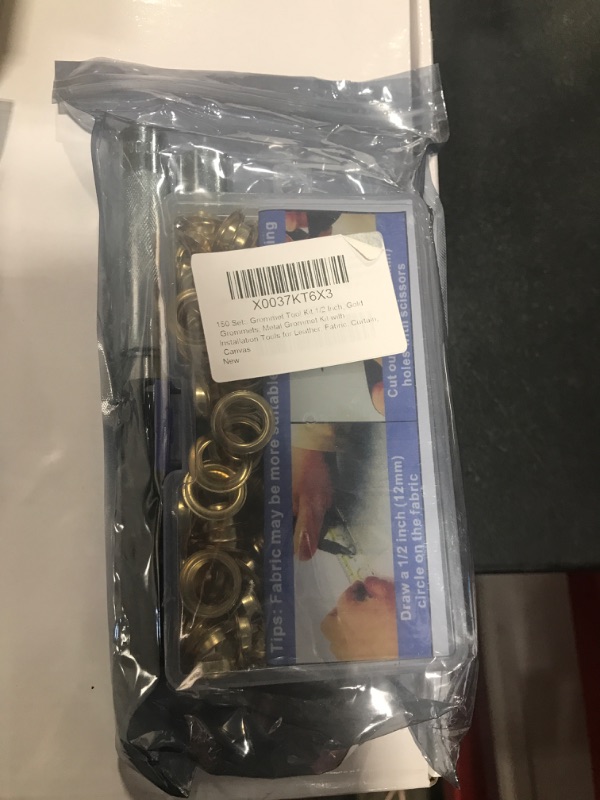 Photo 2 of 150 Sets Grommet Tool Kit 1/2 Inch, Gold Grommets; Metal Grommet Kit with Installation Tools for Leather, Fabric, Curtain, Canvas
