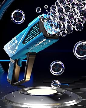 Photo 1 of Bubble Gun Machine With 8 Holes & Light for Summer|Automatic Bubble Blaster Blower Bubble Maker for Adults|Toddler Outdoor Toys for Kids Ages 4-8,Great Gifts for 3 5 6 7 9 10 Year Old Boys Girls(Blue)
