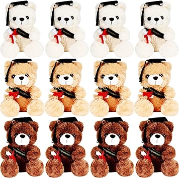 Photo 1 of 12 Pcs Graduation Bear with Graduation Cap Toys Class of 2023 Graduation Plush Stuffed Bear Bulk Graduation Bear Cap and Congratulations Sash for Graduation Gift Party Favor Decor
