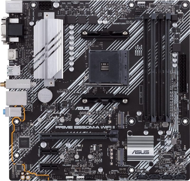 Photo 1 of ASUS Prime B550M-A WiFi II AMD AM4 (3rd Gen Ryzen™) Micro ATX Motherboard (PCIe 4.0, WiFi 6, ECC Memory, 1Gb LAN, HDMI 2.1/D-Sub, 4K@60HZ, Addressable Gen 2 RGB Header and Aura Sync)