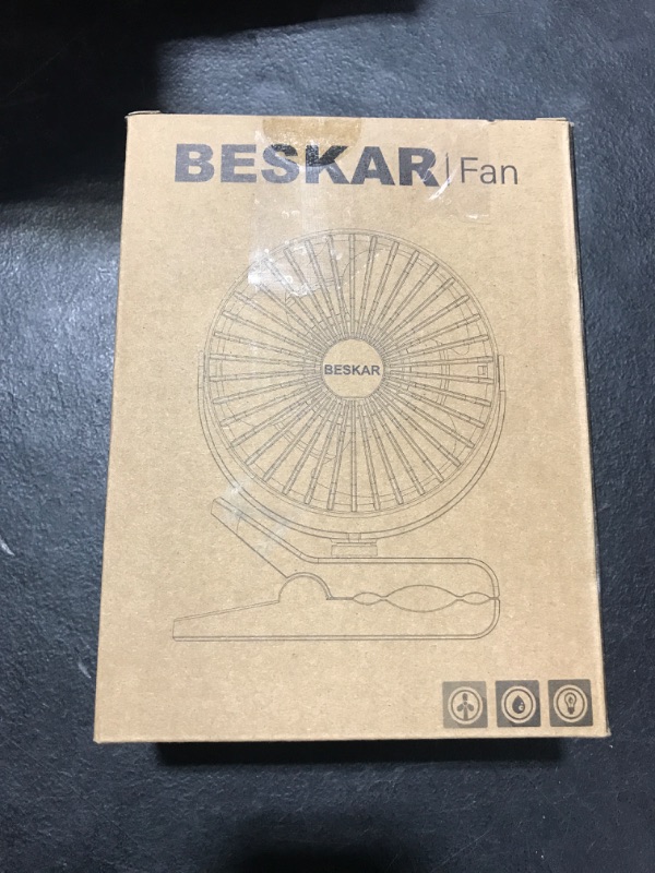 Photo 3 of BESKAR USB Clip on Fan, Portable Small Fan with Cord Powered, 3 Speeds Strong Airflow, with Sturdy Clamp, Quiet Personal Desk Fan
